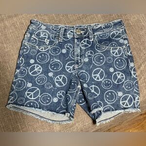 Justice Blue Jean Shorts with Peace and Smiley Design